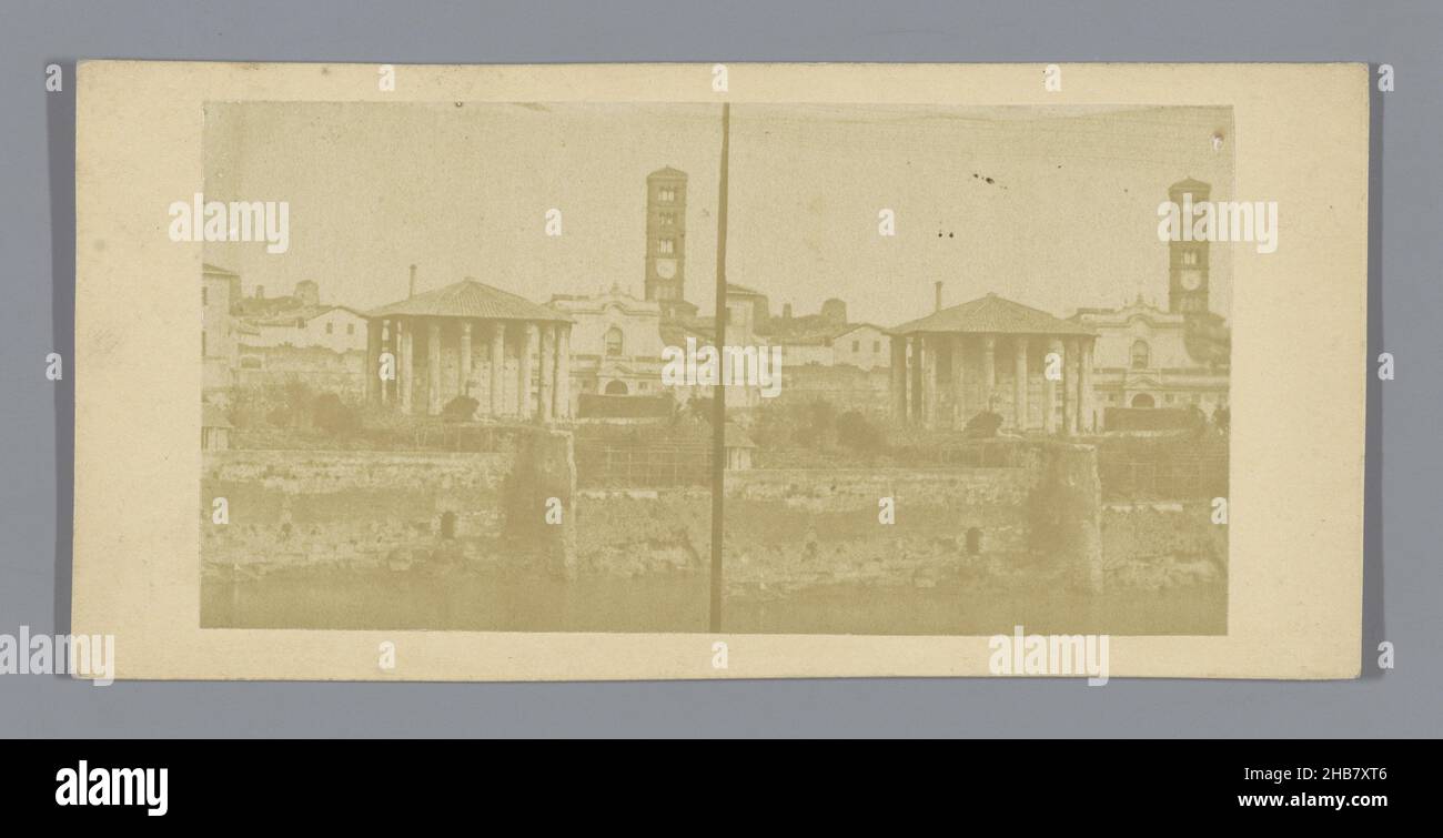 Vue du Temple d'Hercules Invictus à Rome, anonyme, Rome, c.1850 - c.1880, carton, imprimé albumine, hauteur 85 mm × largeur 170 mm Banque D'Images