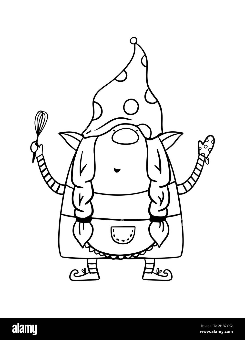 Illustration amusante de la cuisine de GNOME.Illustration simple dessinée à la main. Banque D'Images