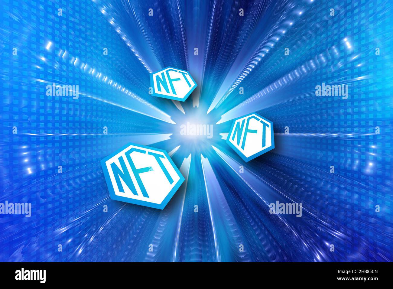 Illustration du concept de jetons NFT ou non fongibles Banque D'Images