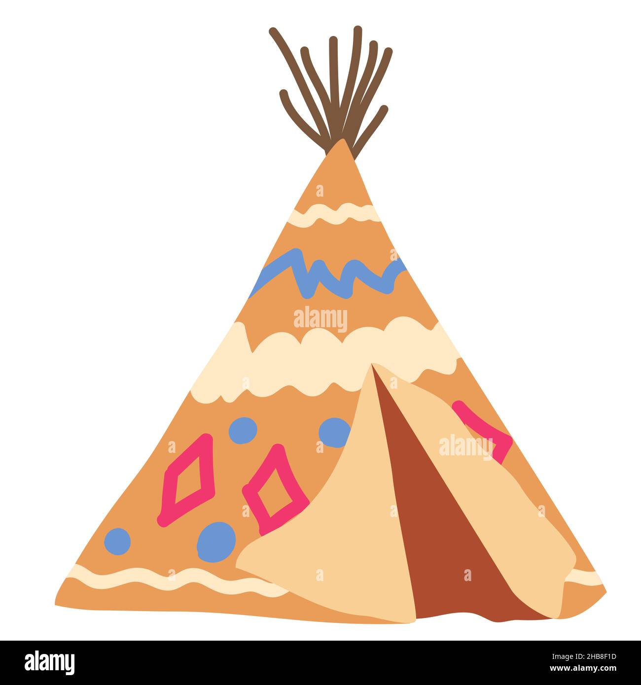 Tipi ou wigwam, demeure des nations du nord du Canada, de la Sibérie, de l'Amérique du Nord Illustration sur fond blanc. Illustration de Vecteur