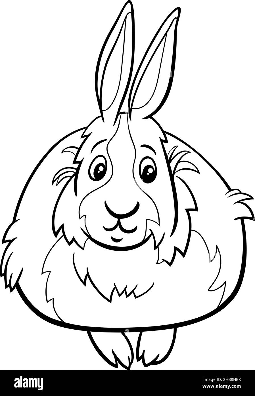 Dessin animé noir et blanc illustration de drôle nain lapin bande dessinée animal caractère coloriage page livre Illustration de Vecteur