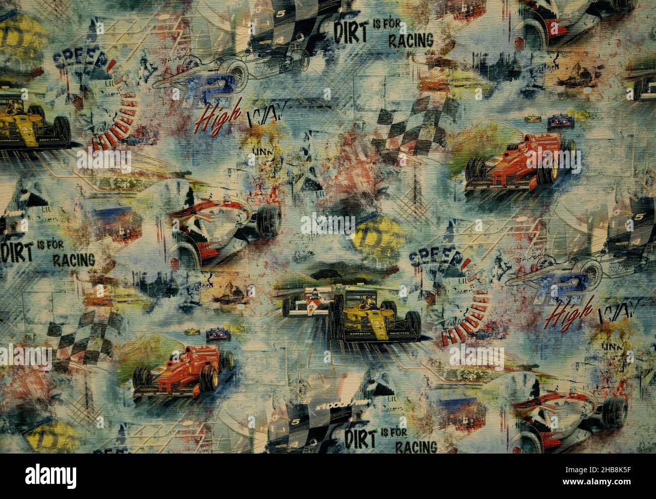Fond d'écran texturé avec un stile de voiture de course sur fond bleu Banque D'Images