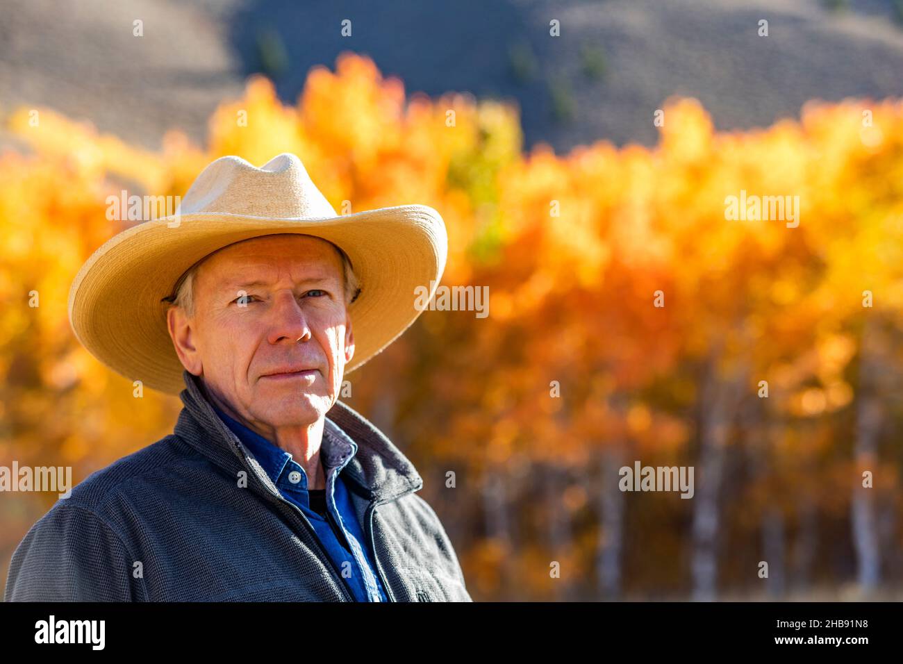 Portrait d'un homme âgé portant un chapeau de cow-boy Banque D'Images