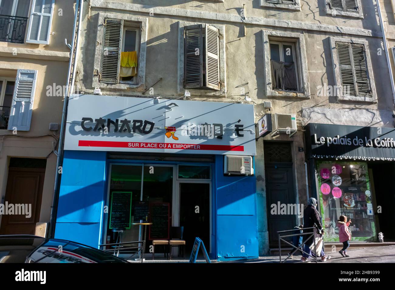Marseille, France, Street Scenes, Vieux magasins, restaurant chinois « Canard Laque » Banque D'Images
