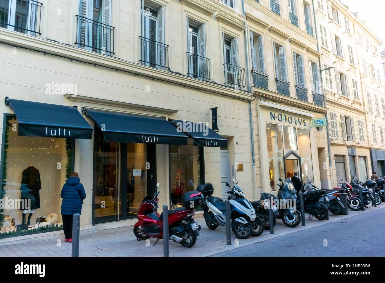 Marseille, France, Street Scenes, Row Store fronts dans le centre de la vieille ville, Shop Banque D'Images