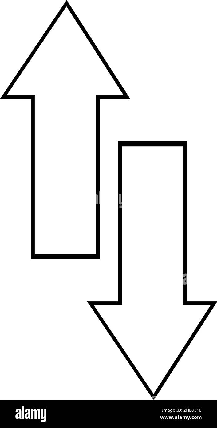 Illustration vectorielle des flèches noires et blanches, indiquant vers le haut et vers le bas Illustration de Vecteur