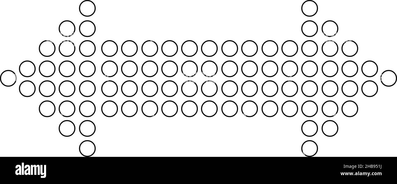 Illustration vectorielle d'une flèche conçue avec des points blancs, indiquant la droite et la gauche Illustration de Vecteur