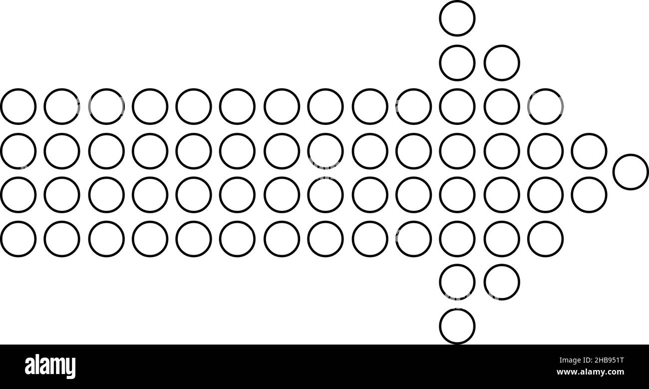 Illustration vectorielle d'une flèche conçue avec des points blancs pointant vers la droite Illustration de Vecteur