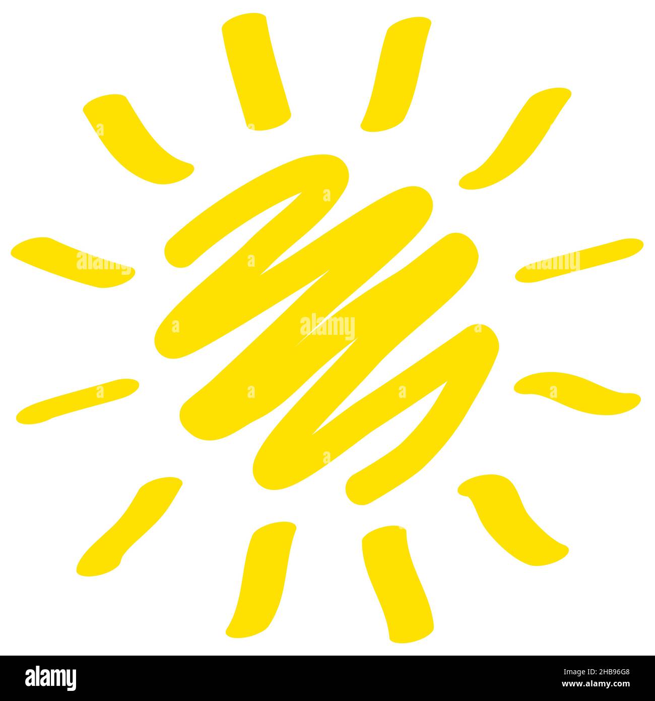 Symbole de symbole jaune d'esquisse solaire icône isolée - illustration vectorielle Illustration de Vecteur