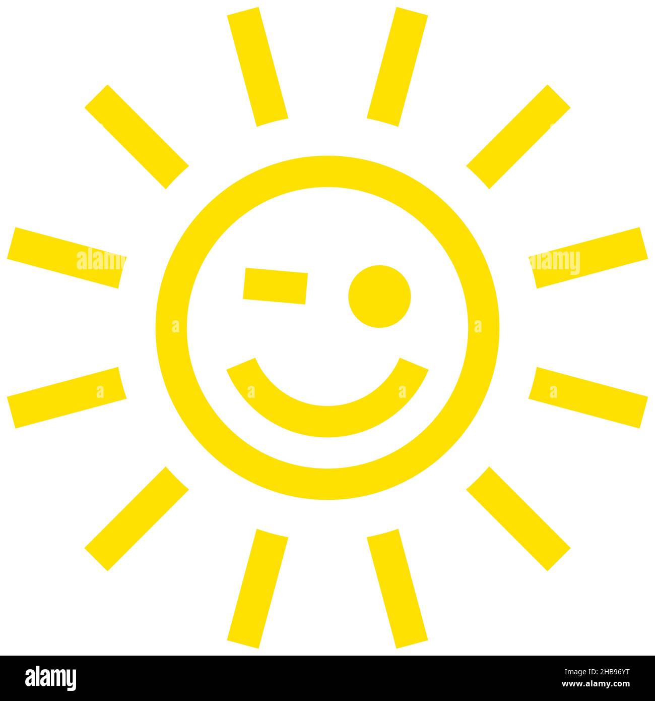 Sun smiley jaune symbole symbole icône isolé - illustration vectorielle Illustration de Vecteur