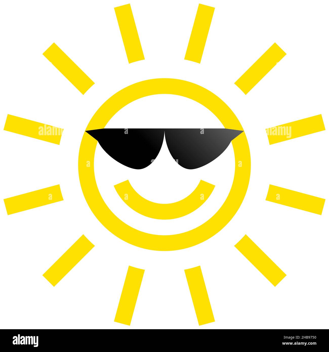 Sun smiley jaune symbole symbole icône isolé - illustration vectorielle Illustration de Vecteur