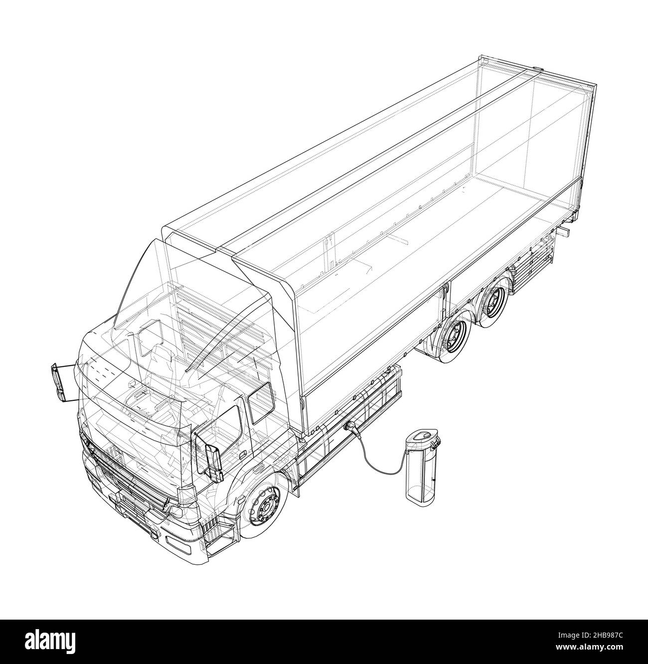 Chariot électrique et station de charge Banque D'Images