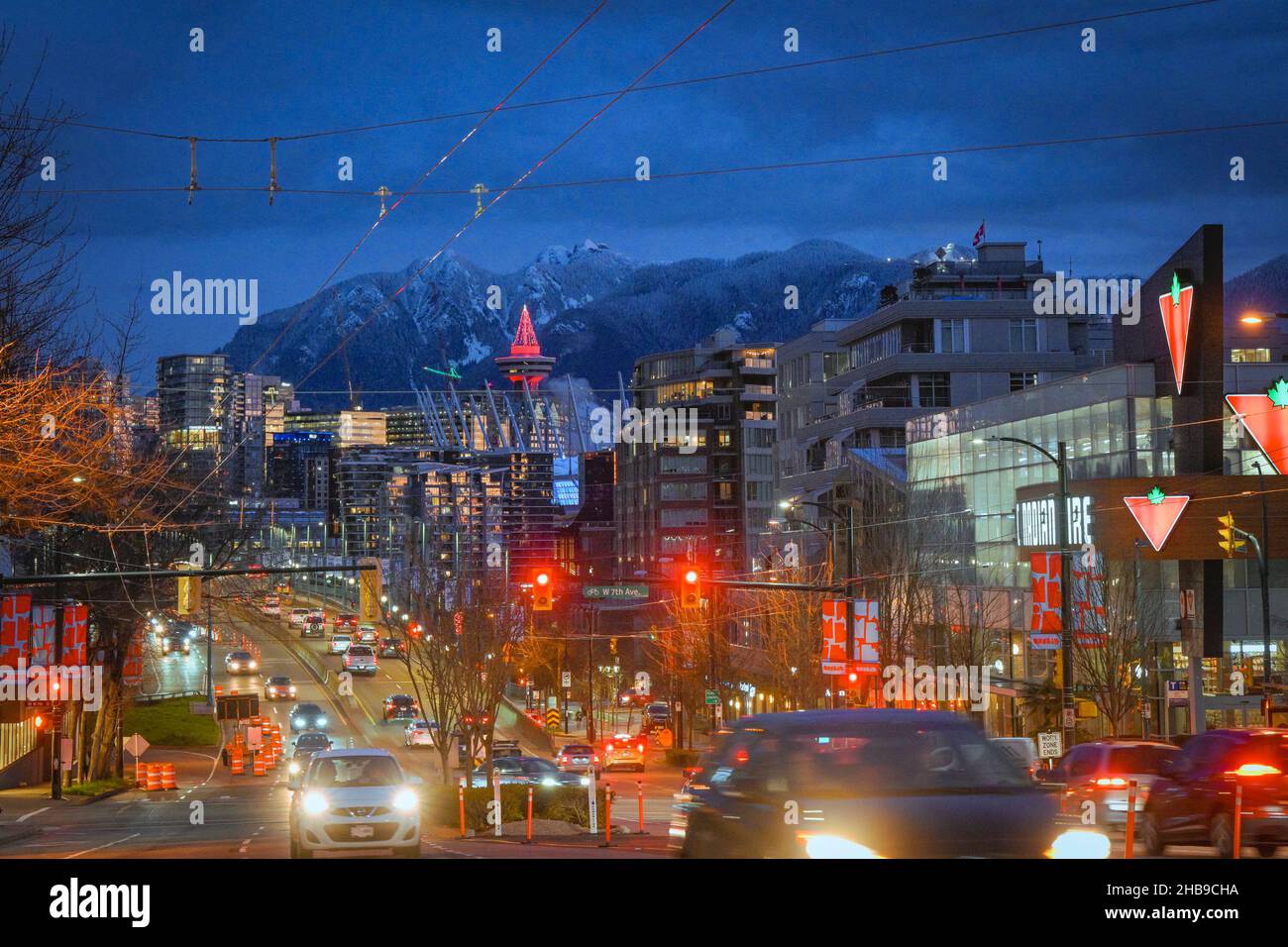 Heure de pointe, rue Cambie, Vancouver (Colombie-Britannique), Canada Banque D'Images