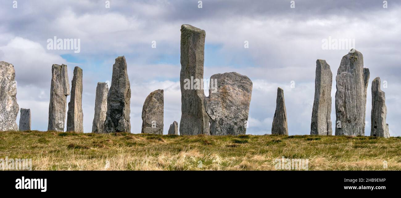 Monument néolithique en pierres debout de Calanais, Callanish, Île de Lewis, Écosse, Royaume-Uni Banque D'Images