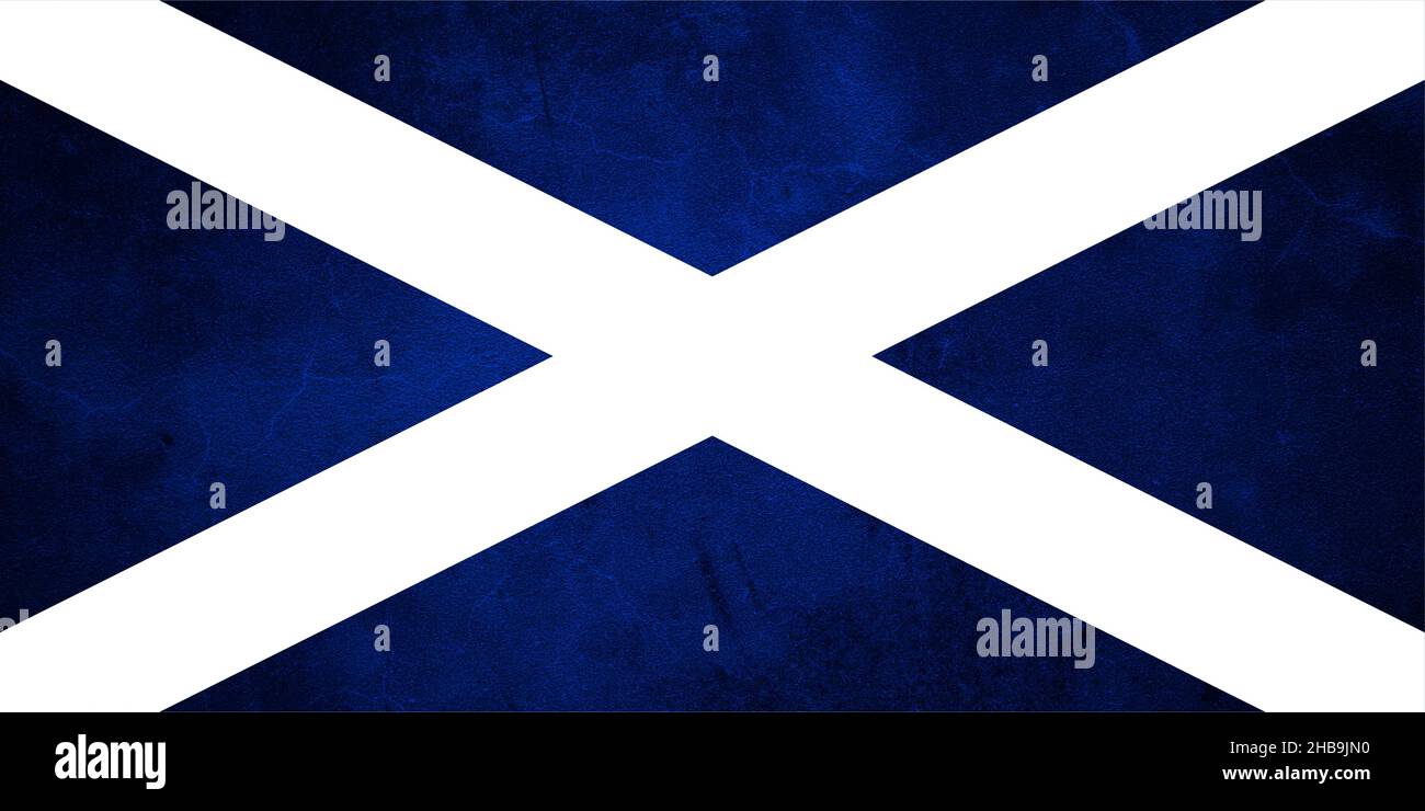 Drapeau national d'écosse artistique avec croix blanche sur couleur bleue, concept avec conception plate.Pays, couleur harmonieuse.Conception plate pour l'art mural, pr Banque D'Images
