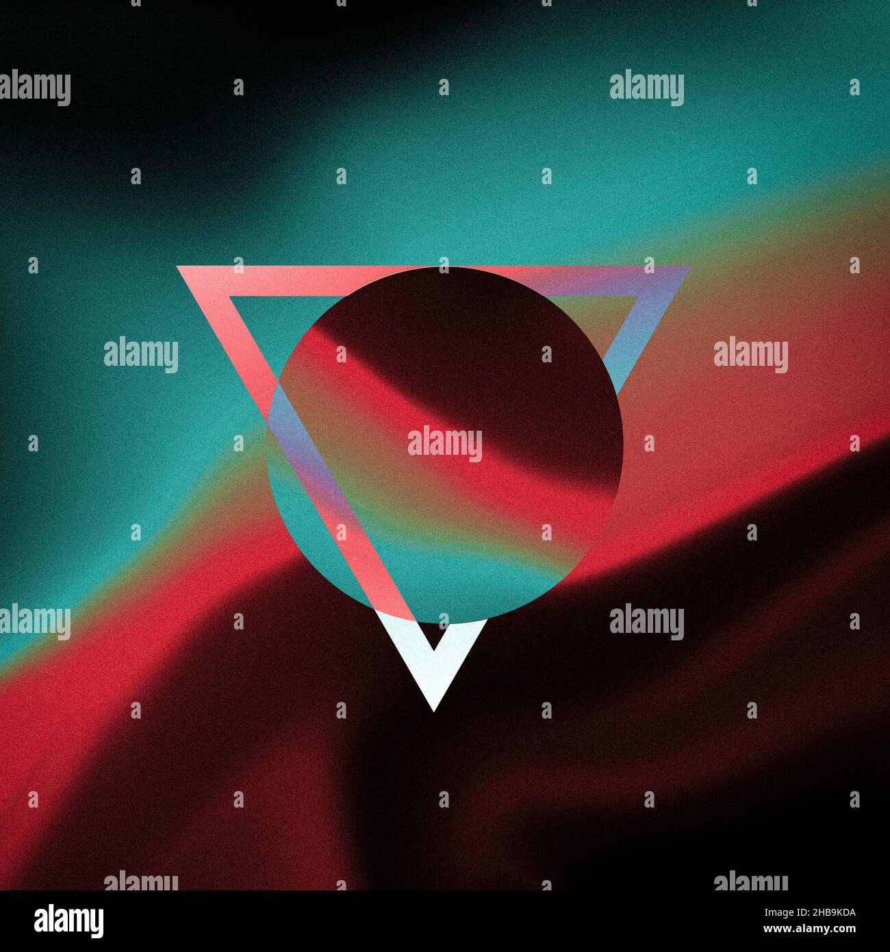 Ciel espace crépuscule psychique, couleur planète mars, cercle en triangle, couleur vert et orange, design avec 3D design.Couverture de bannière publicitaire, couleur vive.Moder Banque D'Images