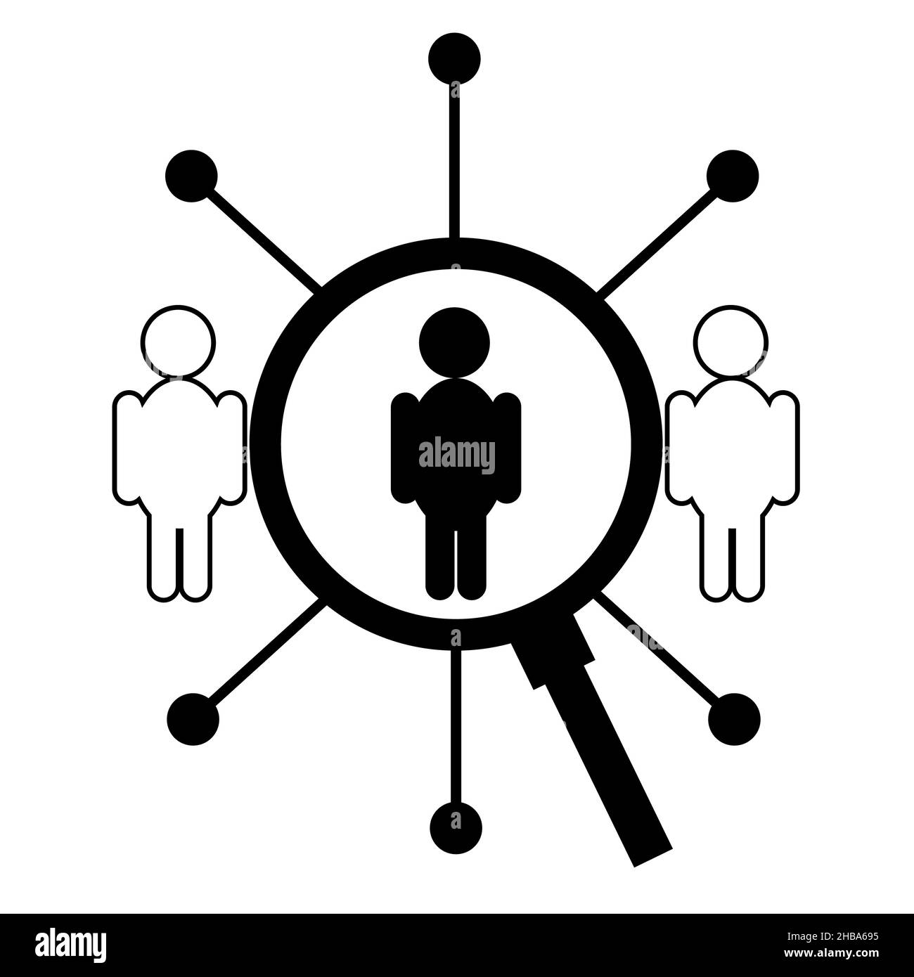 Icône HR solutions sur fond blanc.Affiche de collecte des RH. modèle plat. Banque D'Images