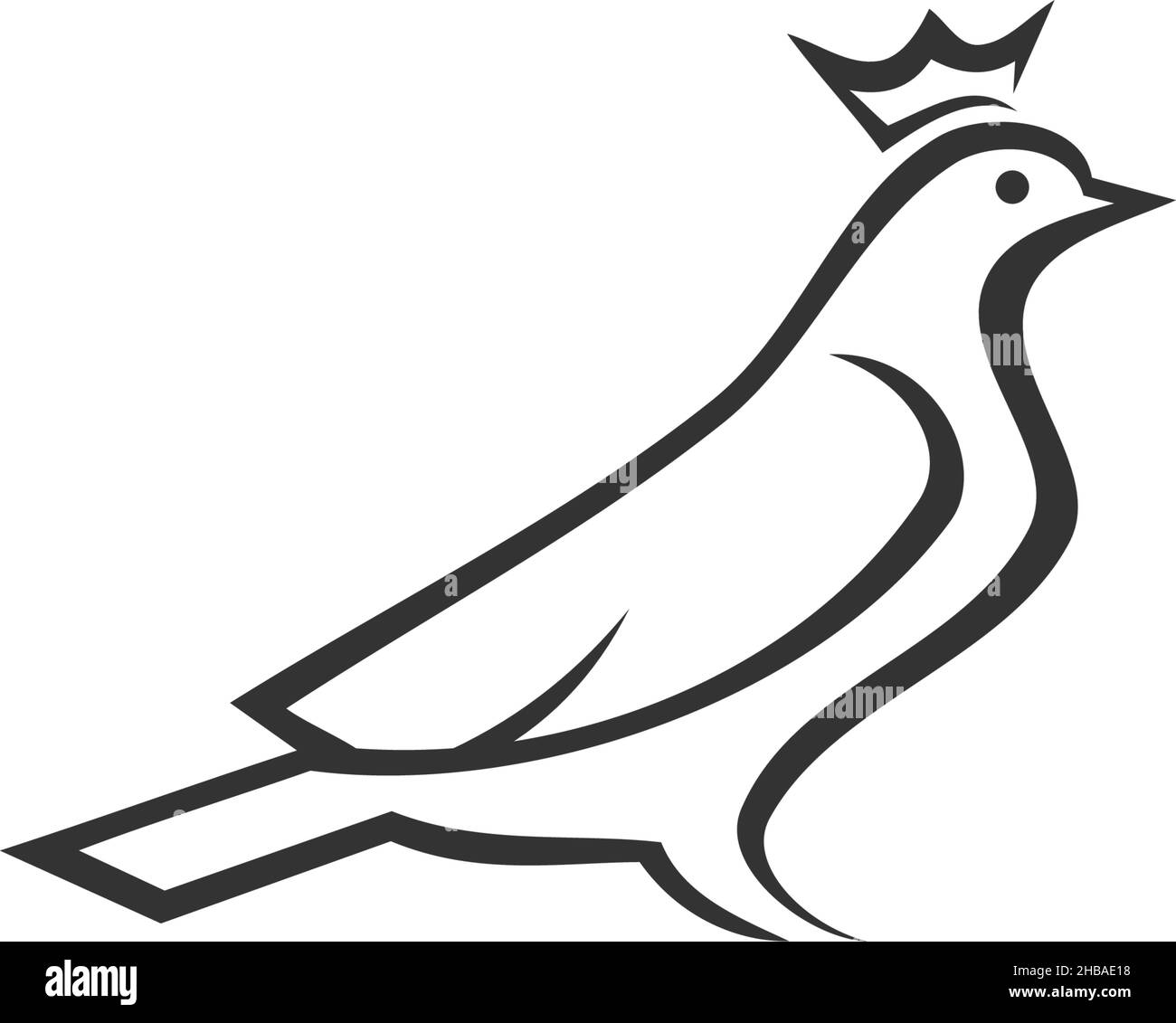 Modèle d'icône Dove Pigeon Line Crown isolé Illustration de Vecteur