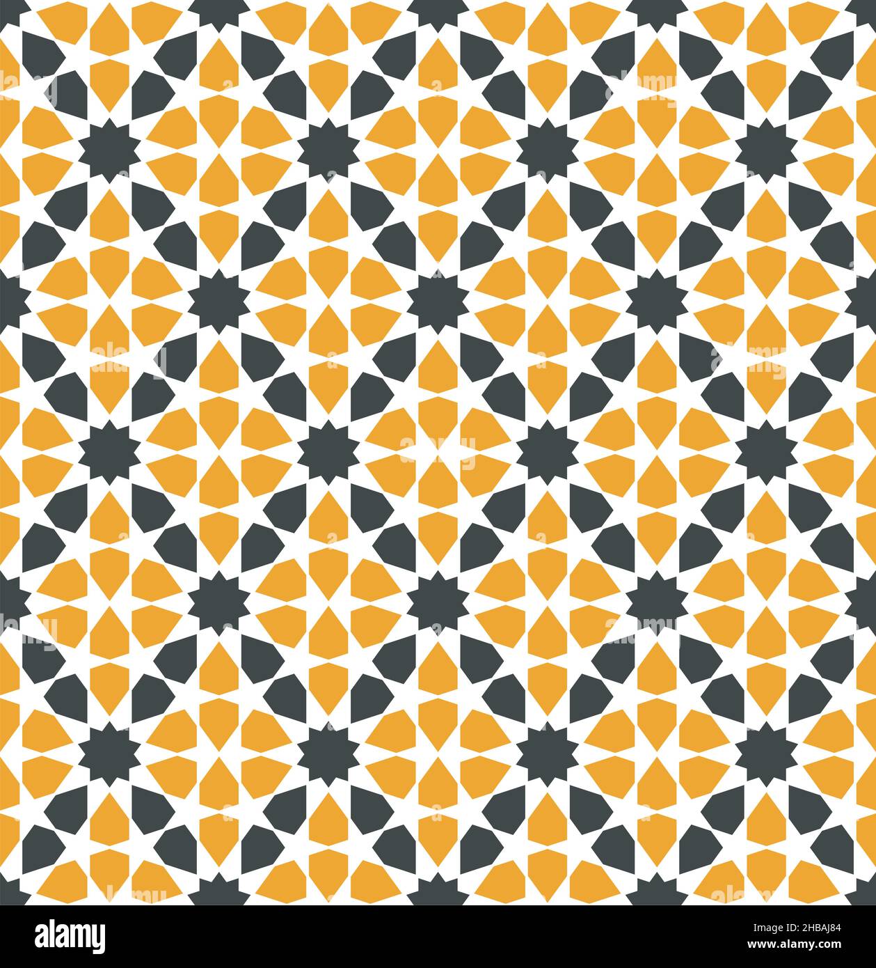 Répétition géométrique sans couture.Basé sur l'ornement islamique.Noir et orange Illustration de Vecteur