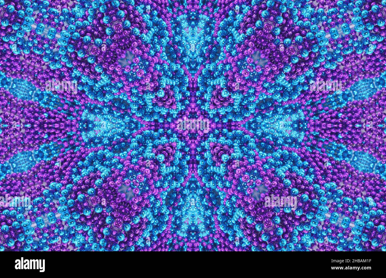 Arrière-plan de Kaleidoscope à perles abstraites et violettes Banque D'Images