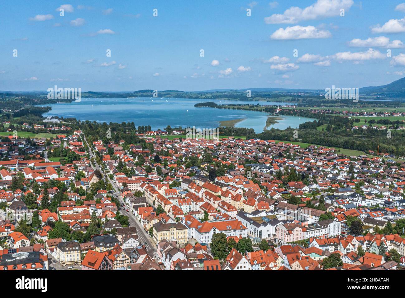 Vue aérienne de Füssen dans l'est de l'Allgaeu Banque D'Images