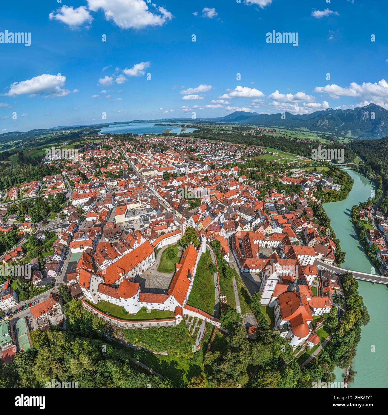 Vue aérienne de Füssen dans l'est de l'Allgaeu Banque D'Images