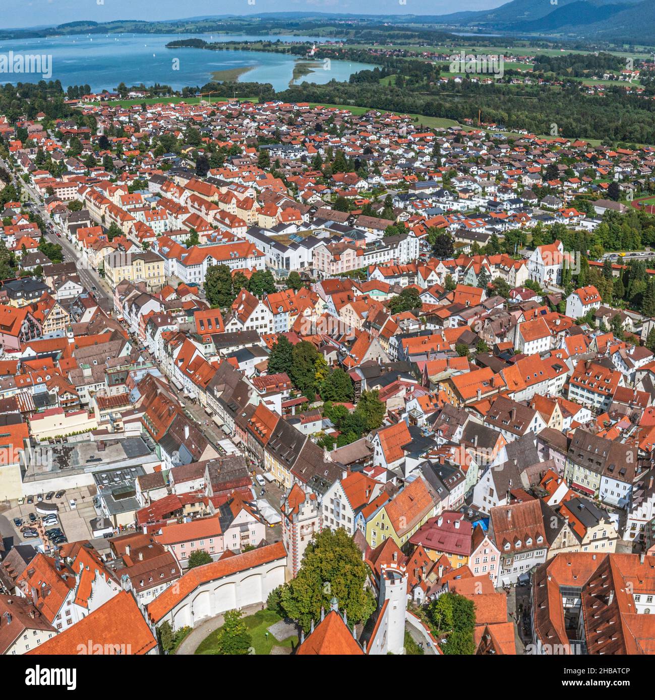 Vue aérienne de Füssen dans l'est de l'Allgaeu Banque D'Images