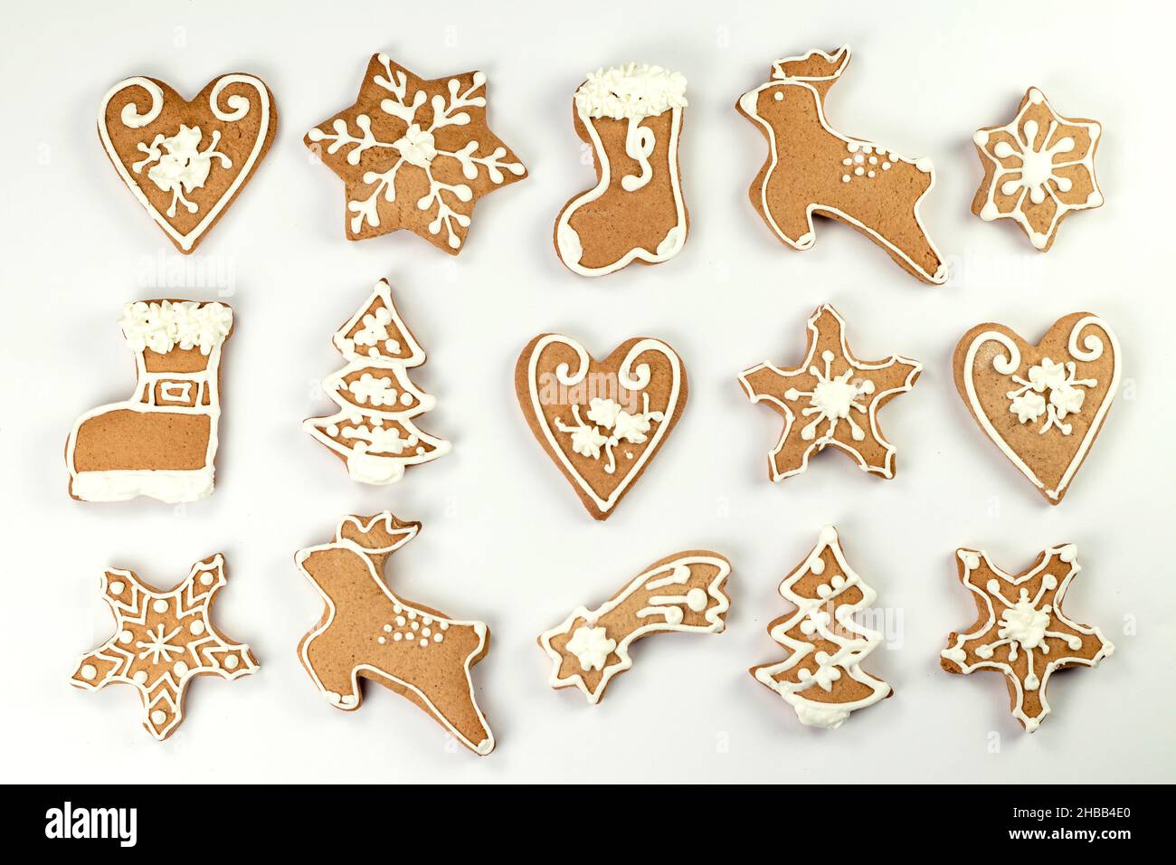 Petits gâteaux de noël faits maison, vue de dessus. Banque D'Images