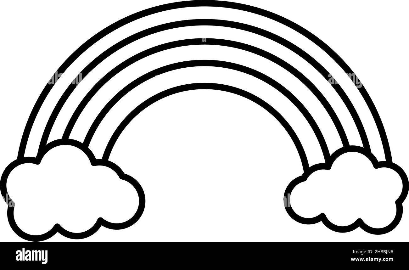 Arc-en-ciel nuages Contour icône vecteur Illustration de Vecteur