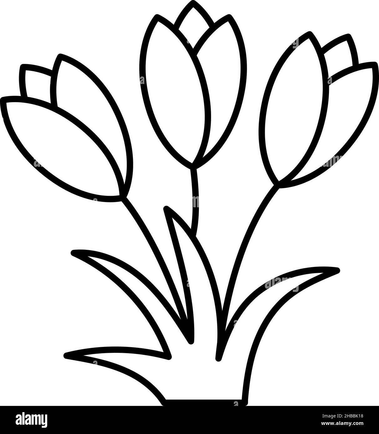 Tulipe Flower Outline icône Vector Illustration de Vecteur