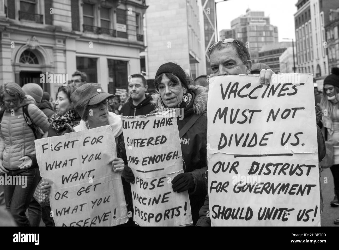 La Marche anti-vaccin à Londres, le 18th décembre 2021 Banque D'Images