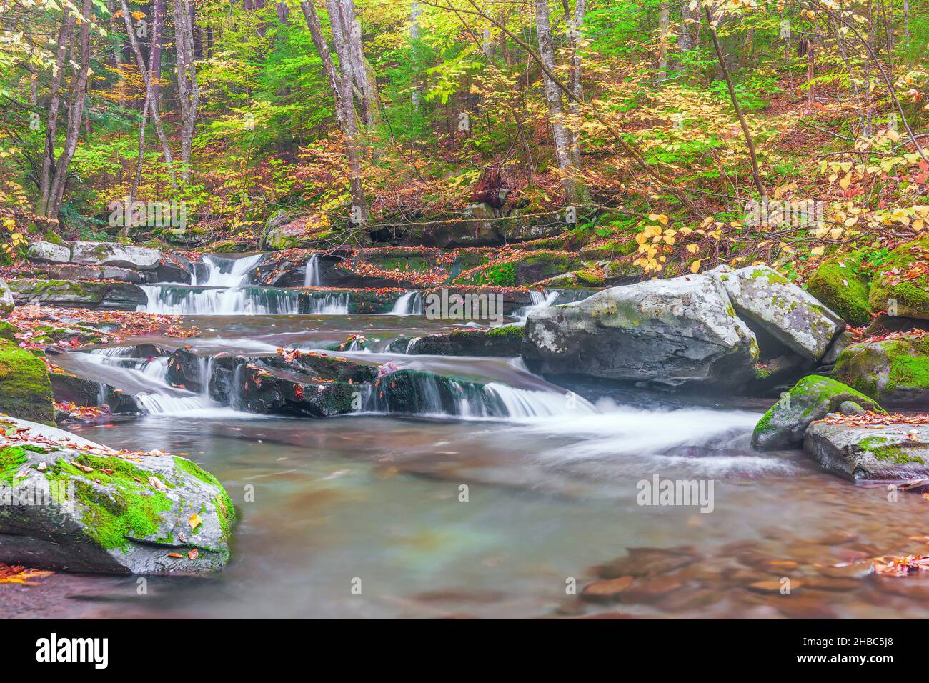 De petites cascades sur l'Occident tuent en automne.Piste de notch Diamond.Montagnes Catskill.Greene Comté.New York.ÉTATS-UNIS Banque D'Images