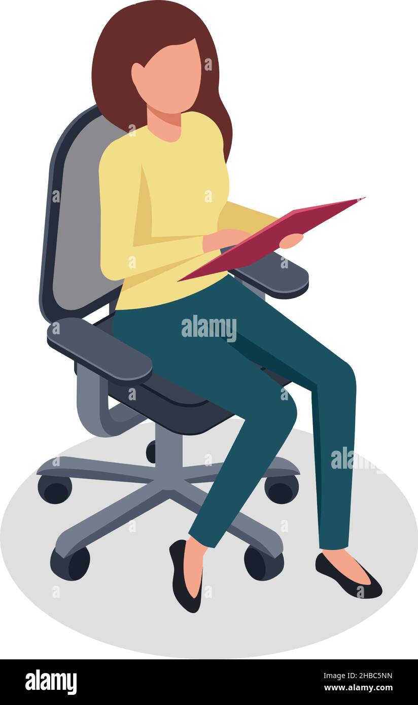 Femme assise sur un fauteuil avec liste de tâches.Vecteur fille personnage féminin, personne ouvrier illustration d'intérieur Illustration de Vecteur