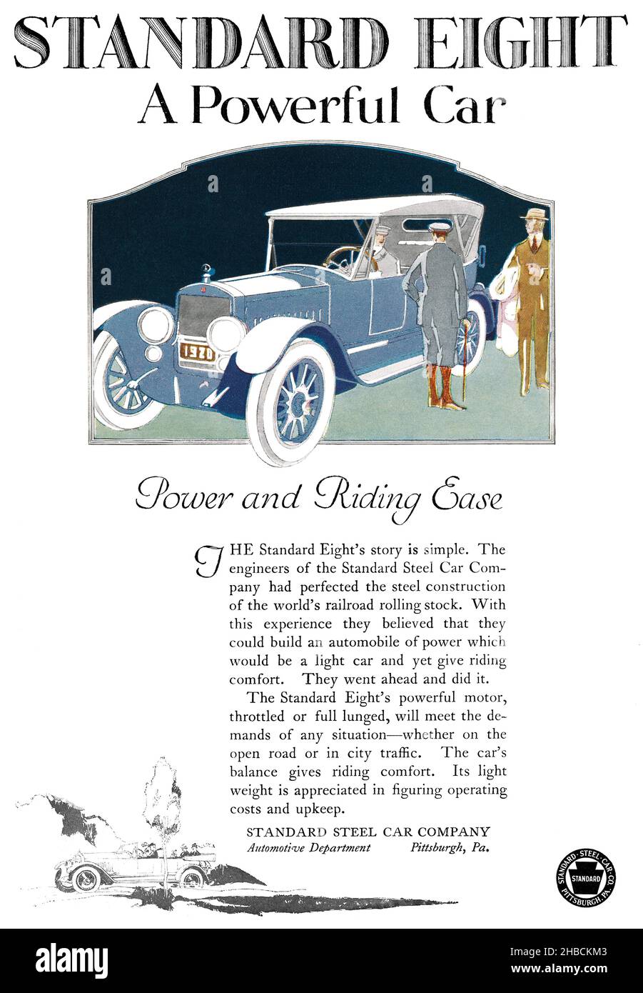 1920 publicité américaine pour l'automobile Standard Eight par la
