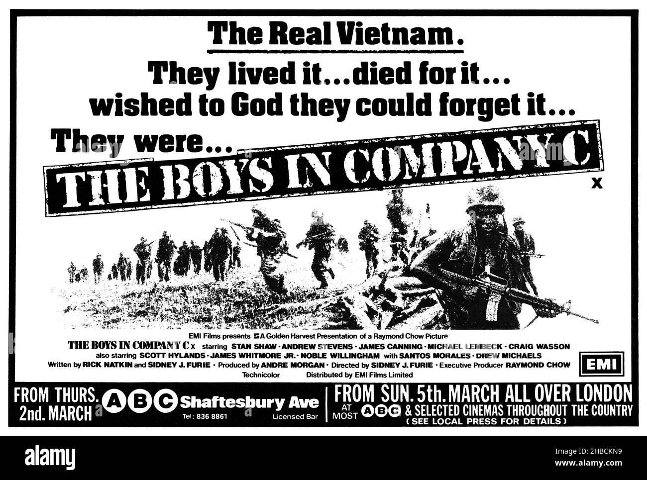 1978 Publicité britannique pour le film Sidney J. Furie « The Boys in Company C. » Banque D'Images