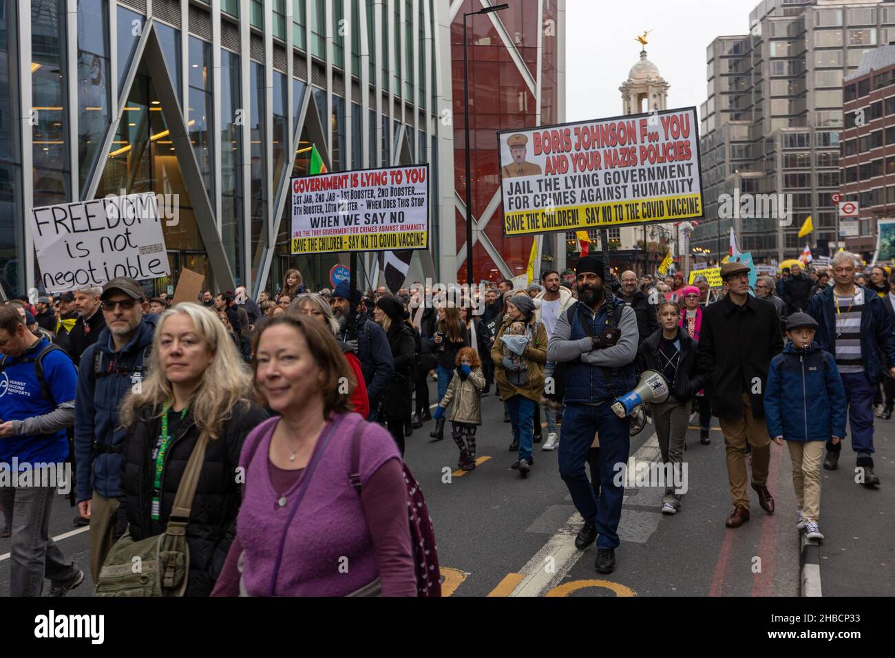 Marche anti-vaccin à Londres, 18th décembre 2021 Banque D'Images