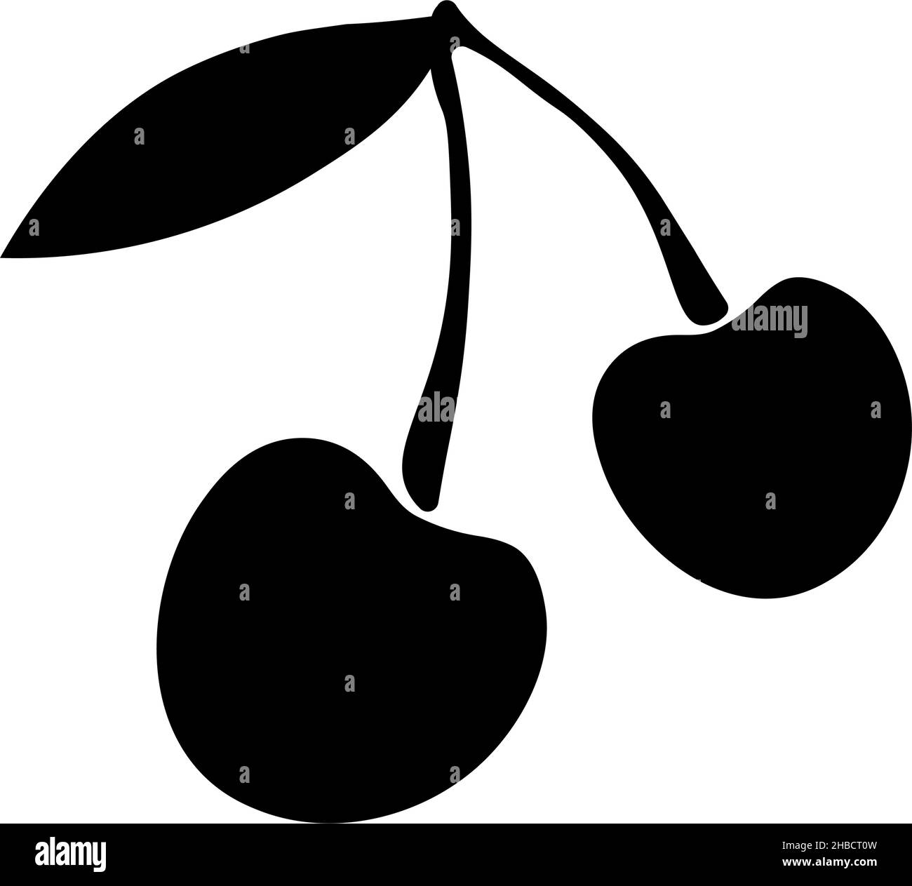 Symbole de cerisier. Symbole de cerisier.Silhouette noire cerise.Autocollant de bourrage. Illustration de Vecteur