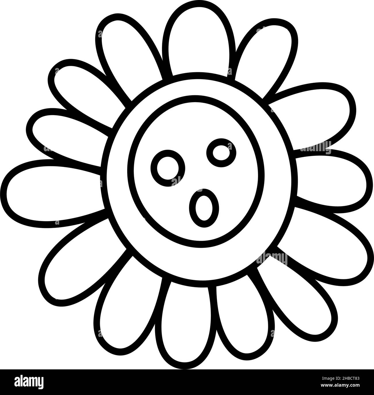 Ligne d'icônes de fleurs de Marguerite.Tisane.Dessin de contour de camomille pour le design, le logo, la carte postale, la décoration.Illustration vectorielle de style doodle isolée au dos Illustration de Vecteur