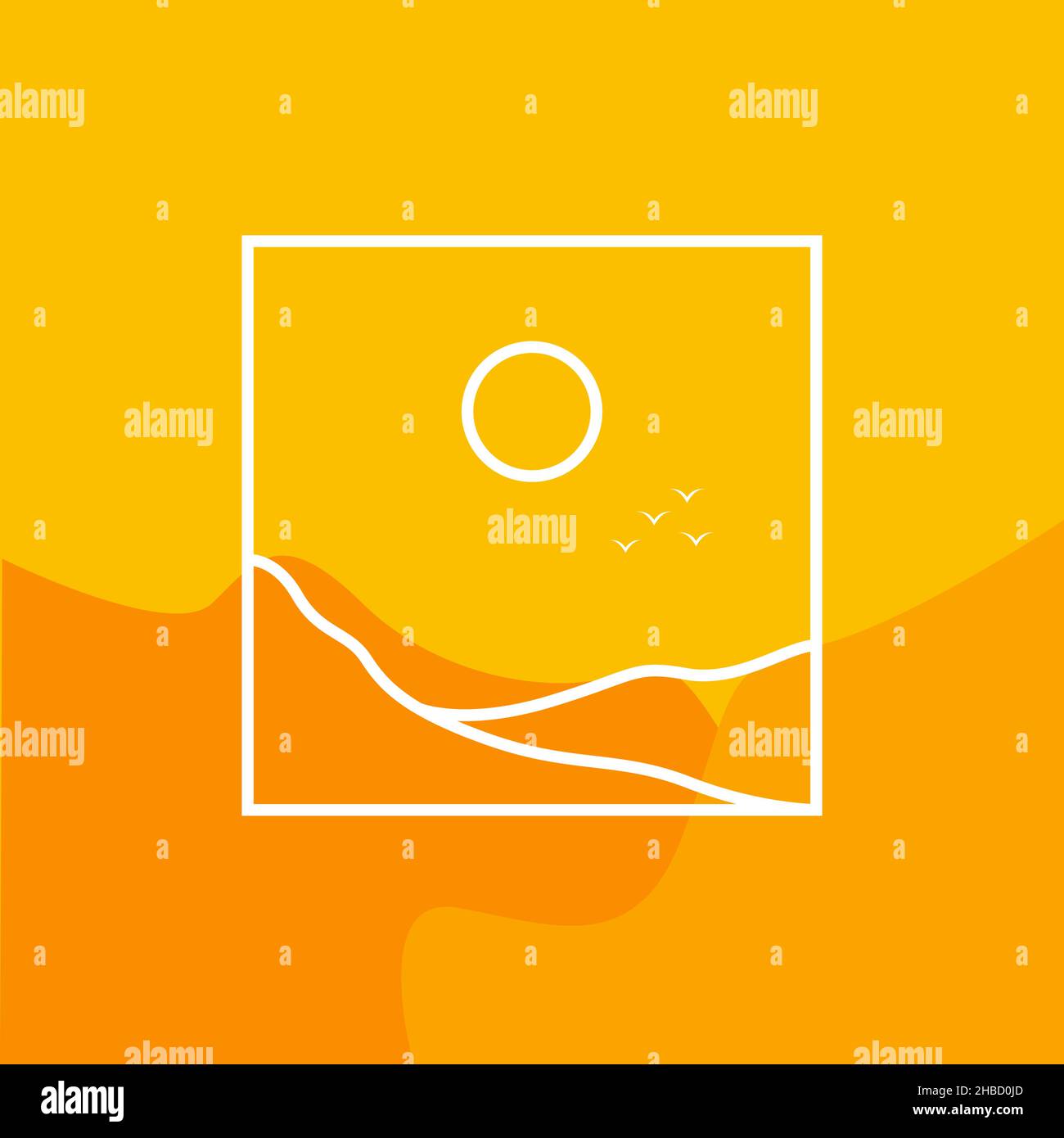 abstrait jaune orange avec desert cliff sunset logo design vecteur graphique symbole icône signe illustration idée créative Illustration de Vecteur