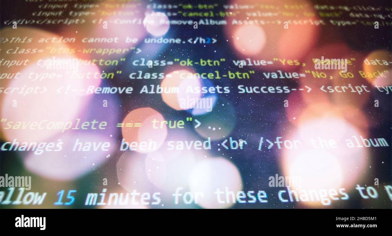 Écran de code de programmation du développeur logiciel.Temps de travail de programmation logicielle.Texte de code écrit et créé Banque D'Images
