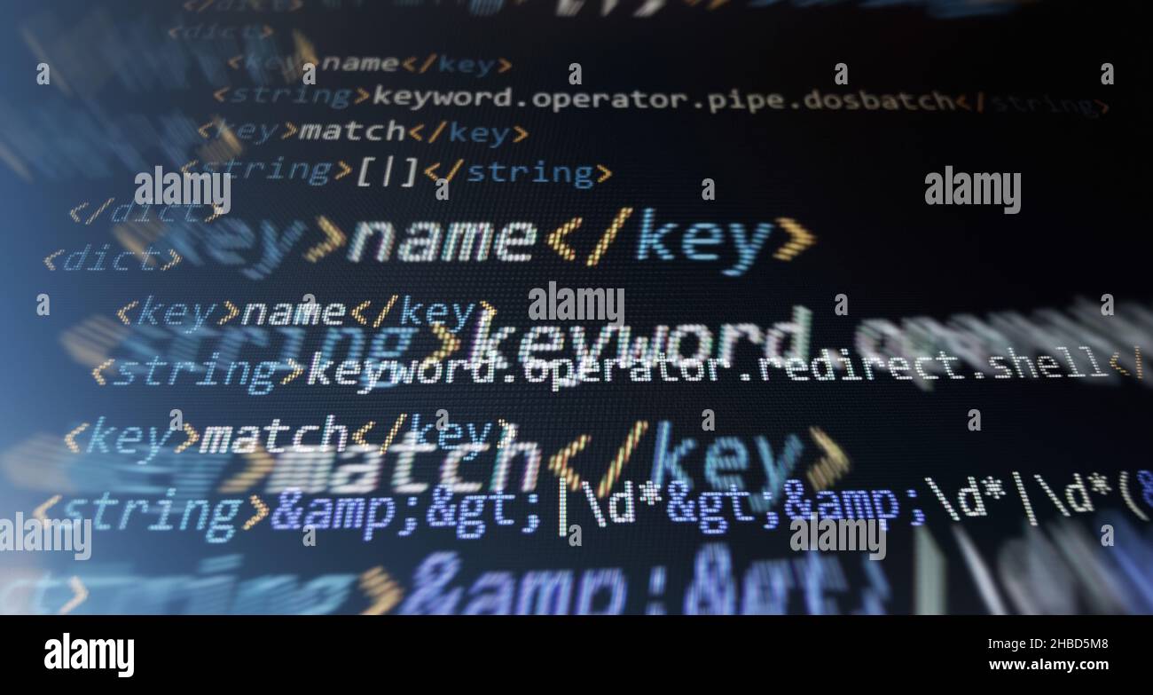 Code de programmation du développeur de logiciel.Codage abstrait de script informatique.Écran de code de programmation du développeur logiciel. Banque D'Images
