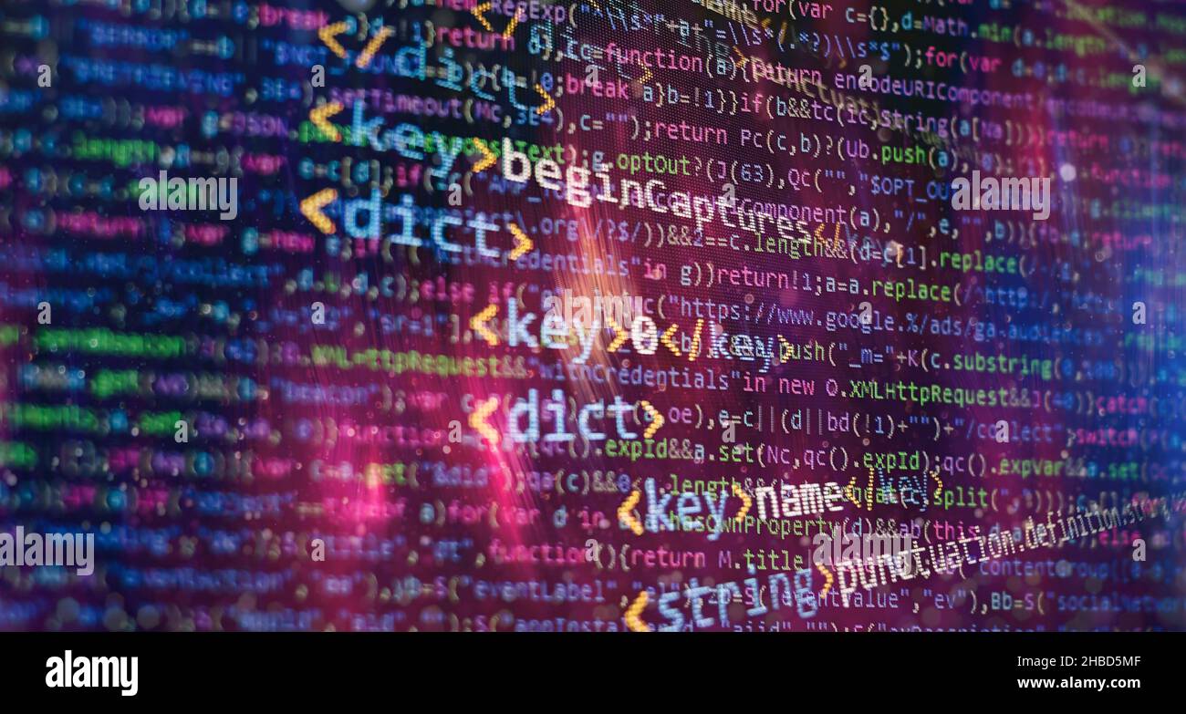 Code de programmation du développeur de logiciel.Codage abstrait de script informatique.Écran de code de programmation du développeur logiciel. Banque D'Images