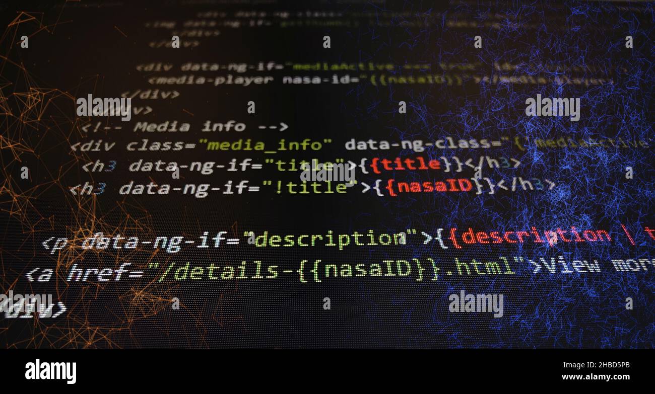 Écran de code de programmation du développeur logiciel.Temps de travail de programmation logicielle.Texte de code écrit et créé Banque D'Images
