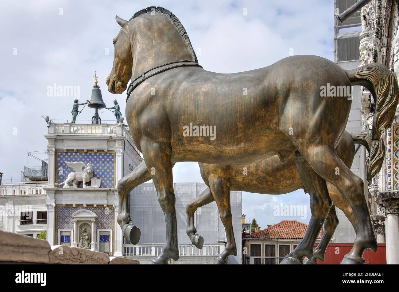 Les chevaux de Saint-Marc, la basilique Saint-Marc, la place Saint-Marc, Venise (Venise), la région de Vénétie,Italie Banque D'Images