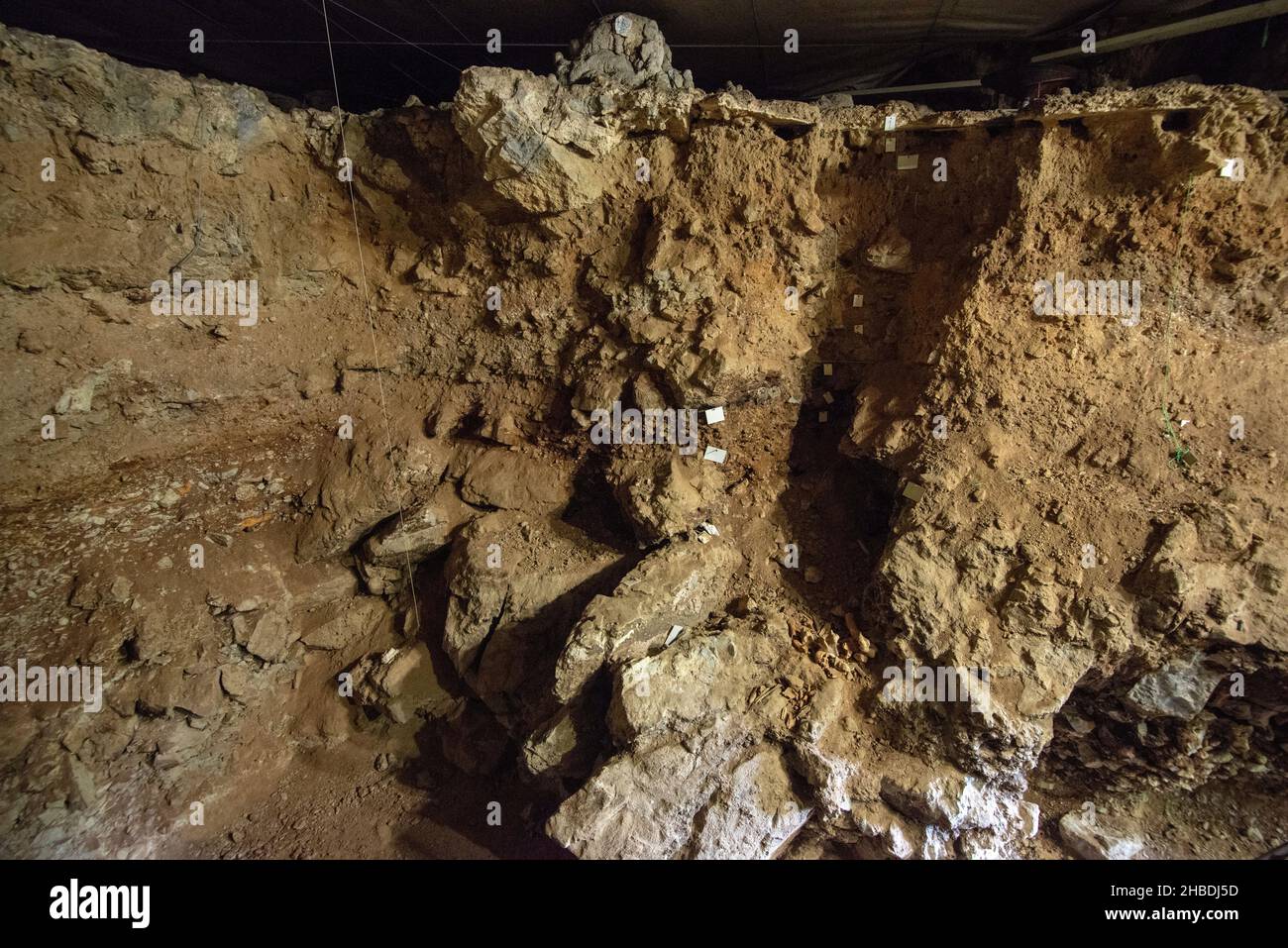 Divje Babe est un site archéologique où ils ont trouvé le plus ancien instrument de musique connu dans le monde. Banque D'Images