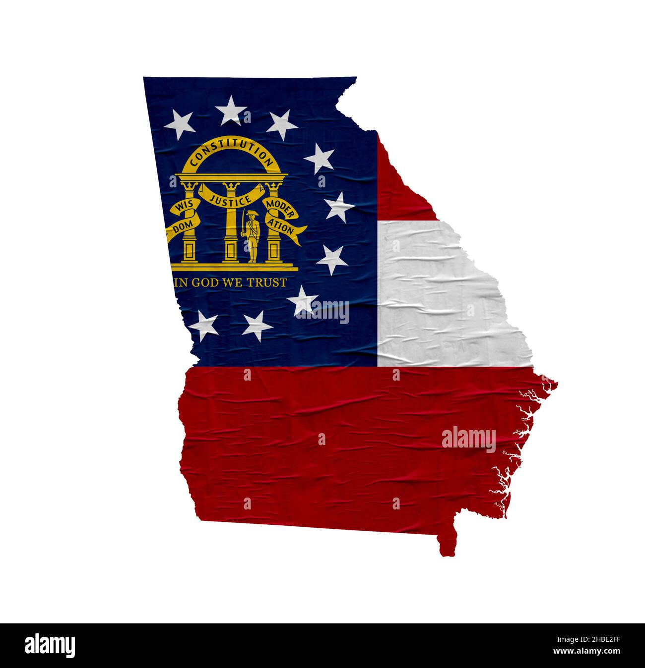 CARTE DE la Géorgie DE L'ÉTAT DES ÉTATS-UNIS avec drapeau sur l'ancienne conception de papier Banque D'Images