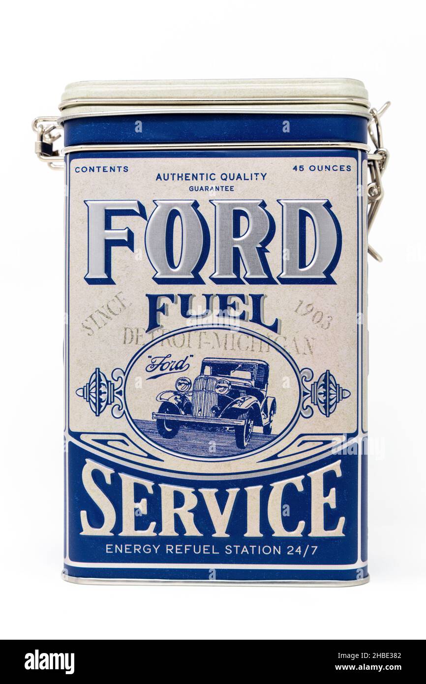 Boîte cadeau de Ford Fuel Service d'art nostalgique Banque D'Images