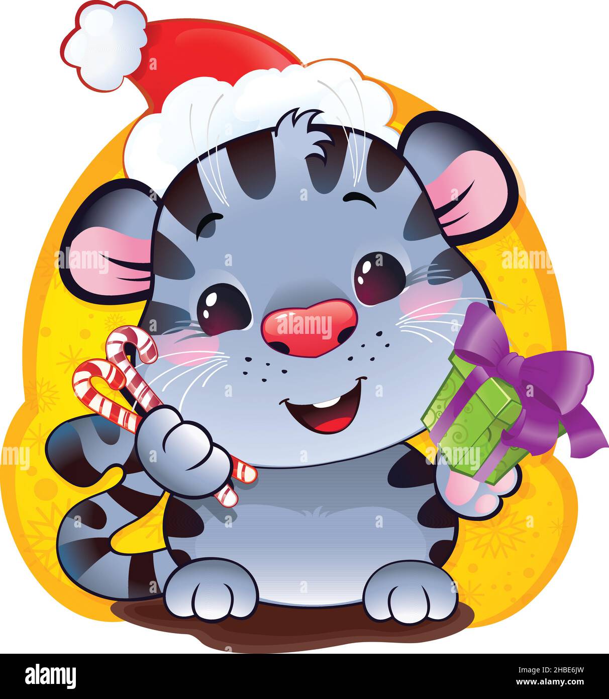 Le Tigre noir - symbole de l'Horoscope chinois pour le nouvel an 2022.Symbole mignon de l'horoscope chinois. Illustration de Vecteur