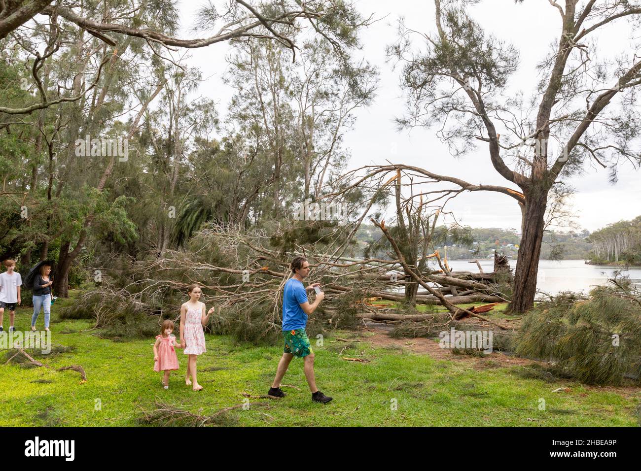 Narrabeen dans le nord de Sydney a été meurtrie en décembre 2021 par un mini-cyclone, Sydney, Australie Banque D'Images