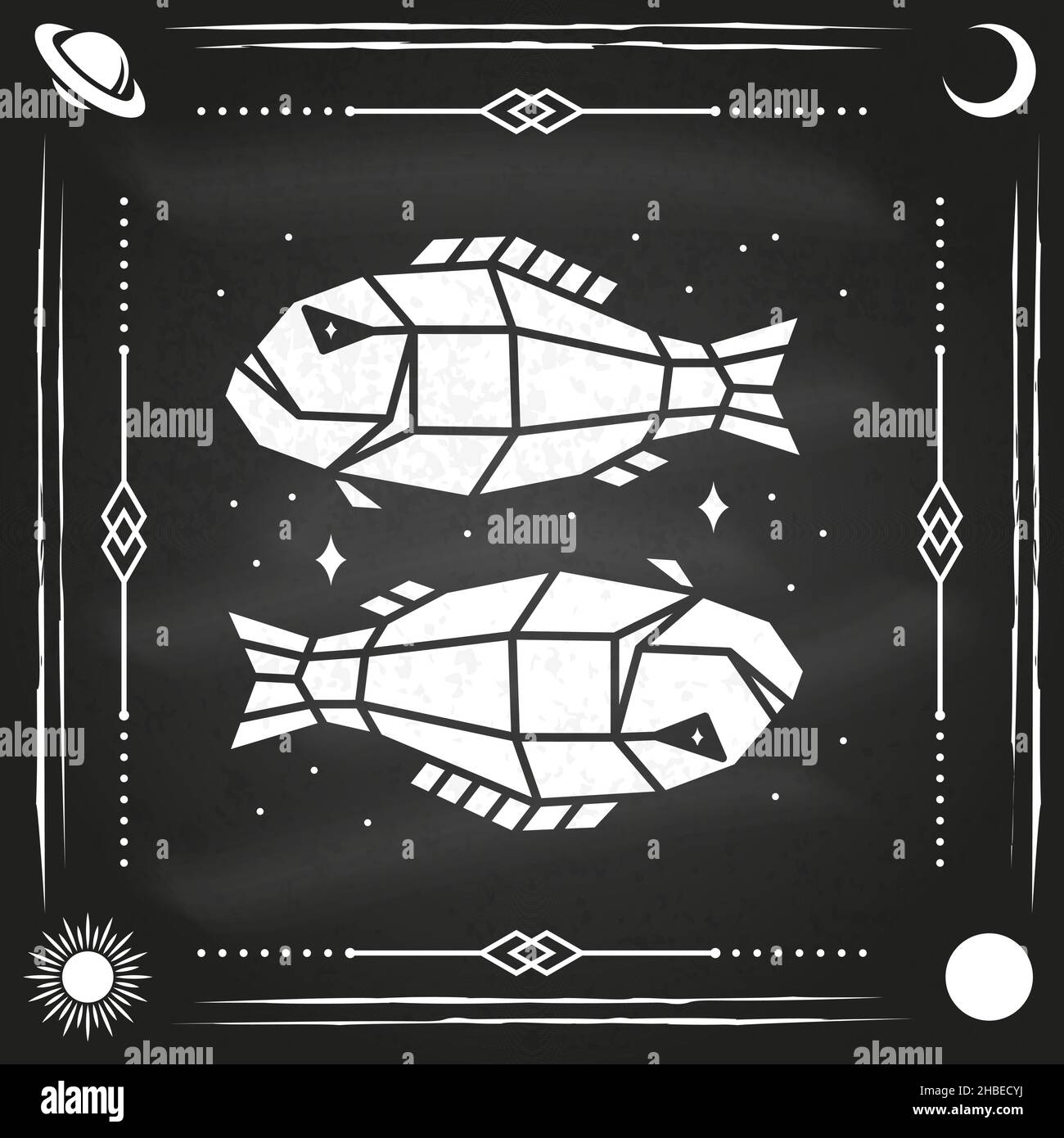 Astrologie zodiaque horoscope signe poissons conception.Illustration vectorielle.Élégant symbole moderne ou icône de poissons ésotérique horoscope zodiacal modèles pour Illustration de Vecteur